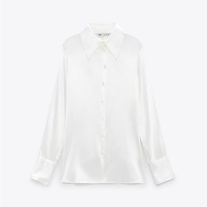 Zara Satin white oversized shirt